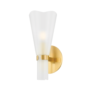 Pine Island Wall Sconce in aged brass — a Hudson Valley wall sconce for bathrooms, hallways, and living rooms at Laurie Yapp Home.