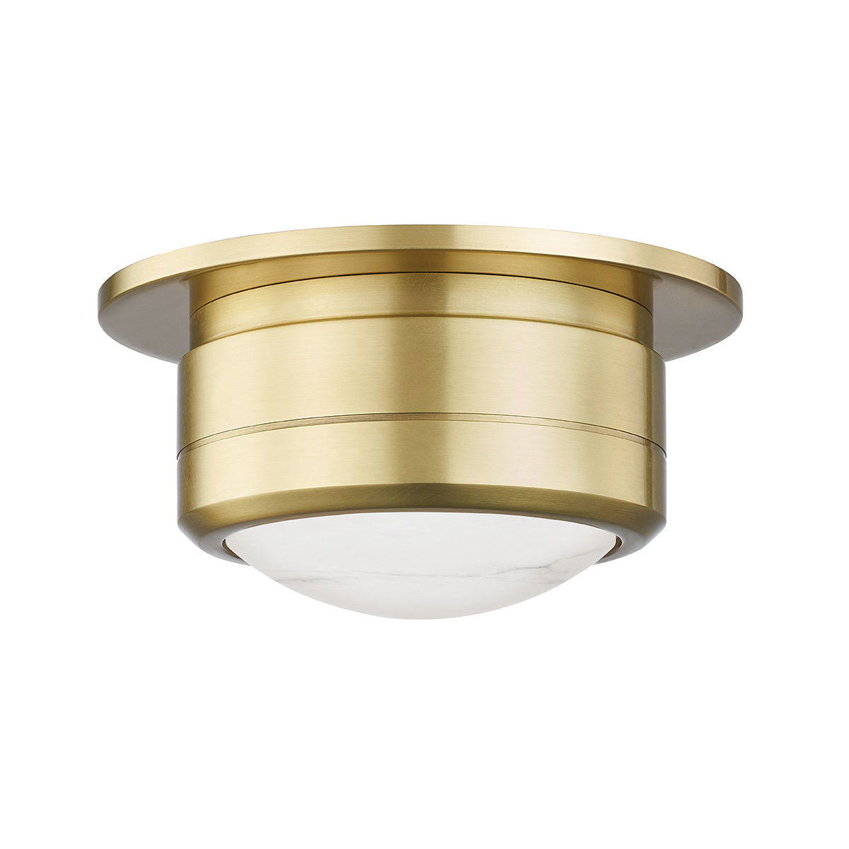Greenport Flush Mount 7" in aged brass — a Hudson Valley flush mount for hallways, bedrooms, and entryways at Laurie Yapp Home.