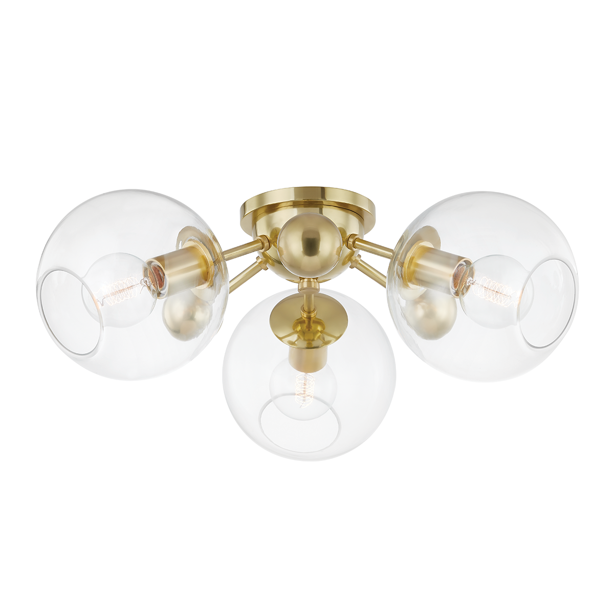 Abbott Semi Flush 24.5" in aged brass — a Hudson Valley semi flush for hallways, bedrooms, and entryways at Laurie Yapp Home.