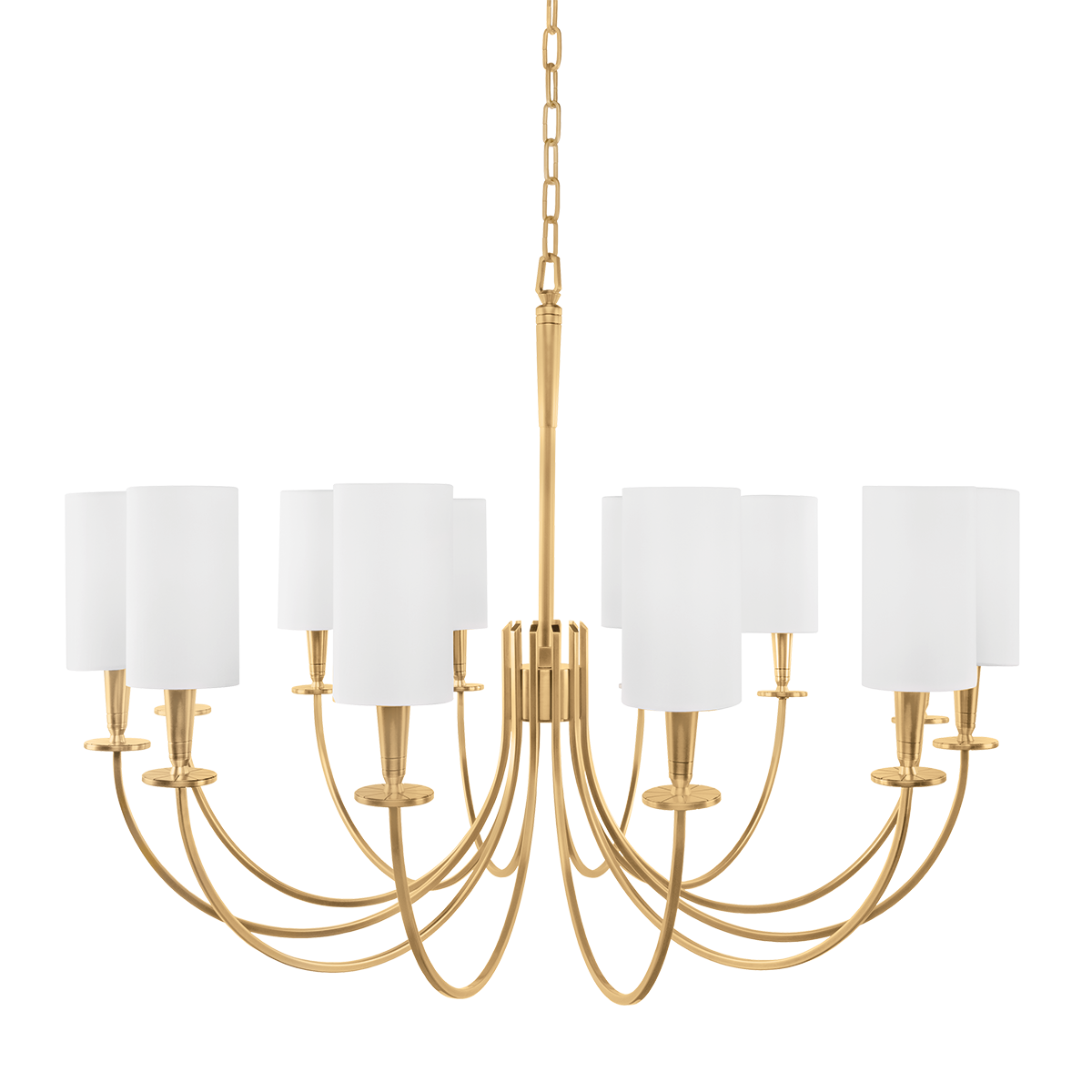 Mason Chandelier 34.5" in aged brass — a Hudson Valley chandelier for dining rooms, entries, and living rooms at Laurie Yapp Home.