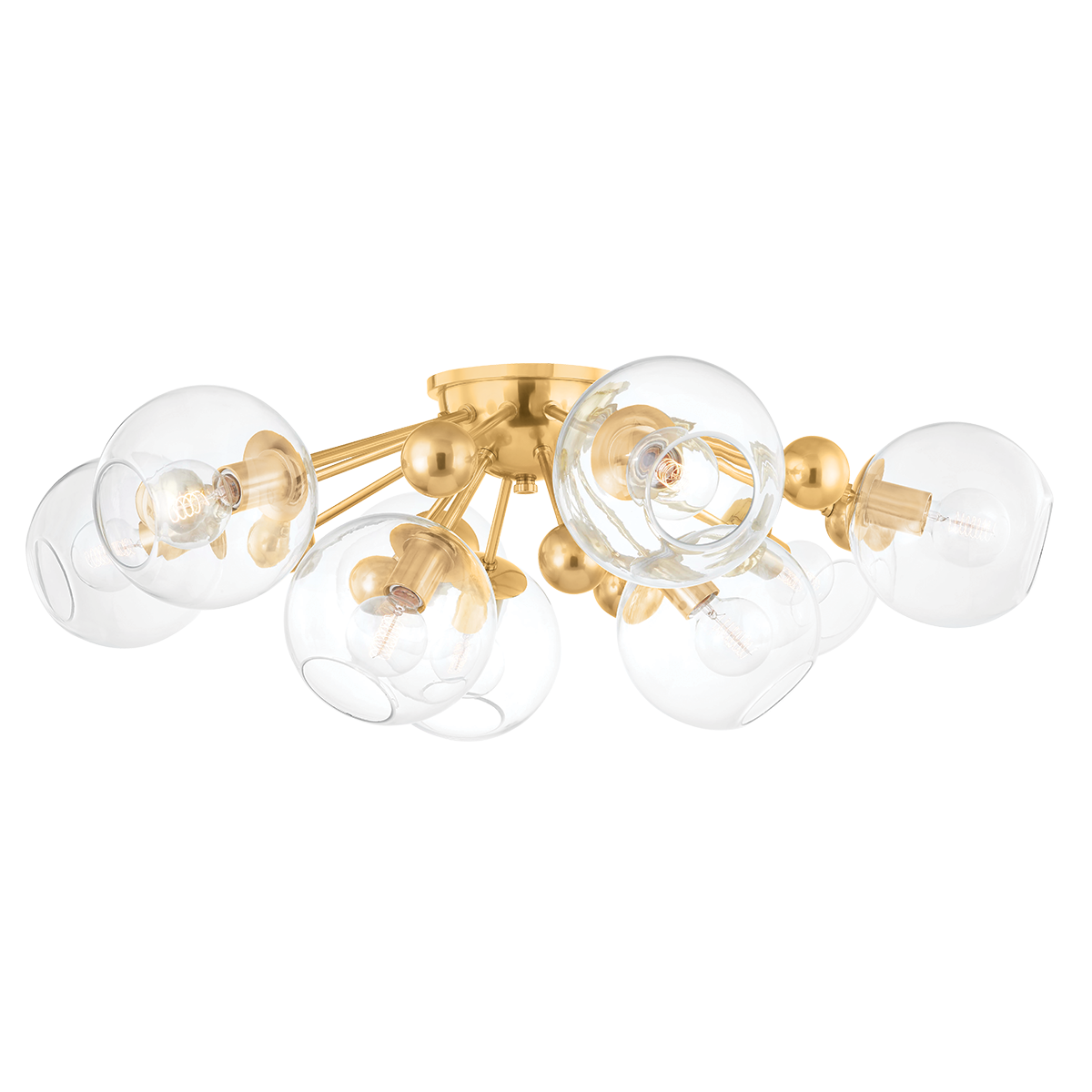 Abbott Semi Flush 41.75" in aged brass — a Hudson Valley semi flush for hallways, bedrooms, and entryways at Laurie Yapp Home.