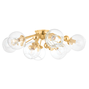 Abbott Semi Flush 41.75" in aged brass — a Hudson Valley semi flush for hallways, bedrooms, and entryways at Laurie Yapp Home.