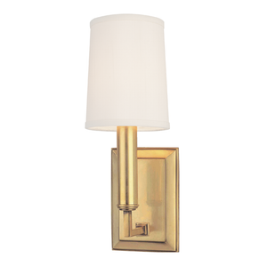 Clinton Wall Sconce 4" in aged brass — a Hudson Valley wall sconce for bathrooms, hallways, and living rooms at Laurie Yapp Home.