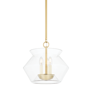 Edmonton Lantern 15" in aged brass — a Hudson Valley lantern for entries, foyers, and covered porches at Laurie Yapp Home.