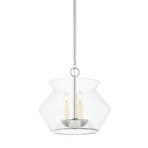 Edmonton Lantern 15" in polished nickel shown from a second angle to highlight the frame and glass panel detail.