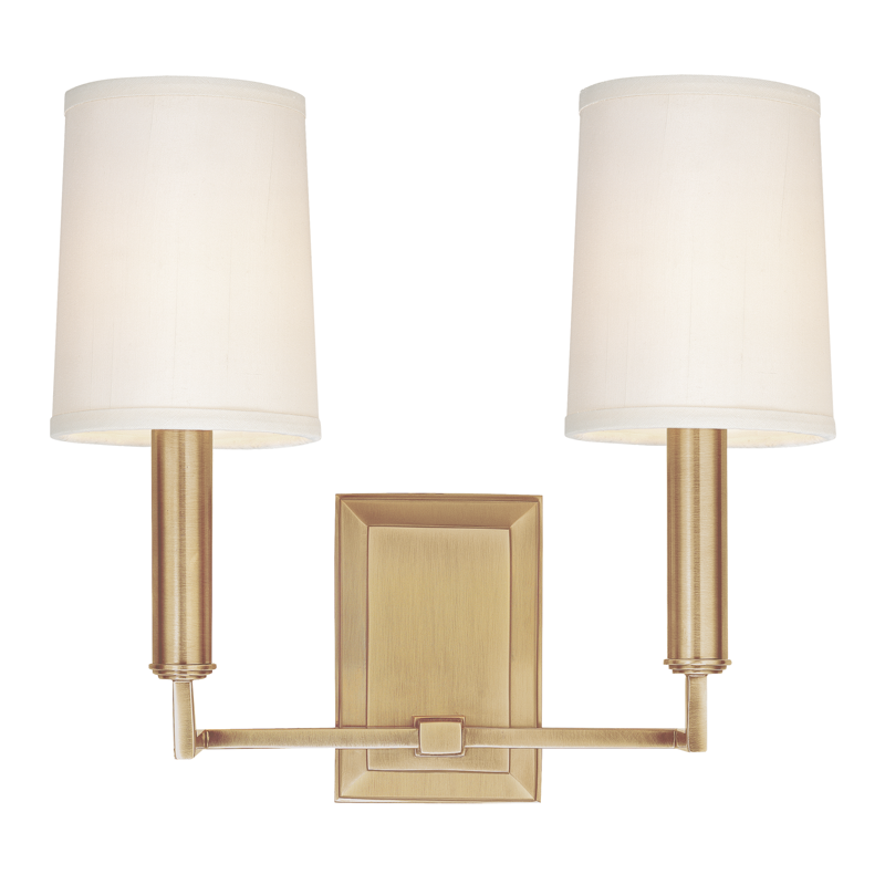 Clinton Wall Sconce 11" in aged brass — a Hudson Valley wall sconce for bathrooms, hallways, and living rooms at Laurie Yapp Home.