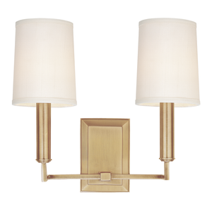 Clinton Wall Sconce 11" in aged brass — a Hudson Valley wall sconce for bathrooms, hallways, and living rooms at Laurie Yapp Home.