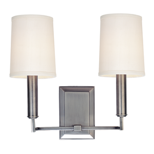 Clinton Wall Sconce 11" in polished nickel shown from the front to reveal the arm curve and shade silhouette.