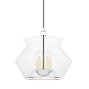 Edmonton Lantern 20.75" in polished nickel shown from a second angle to highlight the frame and glass panel detail.