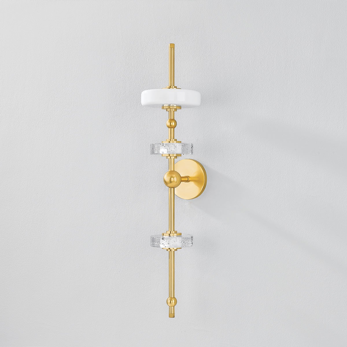 Maynard Wall Sconce in aged brass — a Hudson Valley wall sconce for bathrooms, hallways, and living rooms at Laurie Yapp Home.