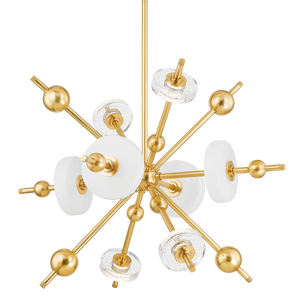 Maynard Chandelier 32" in aged brass — a Hudson Valley chandelier for dining rooms, entries, and living rooms at Laurie Yapp Home.