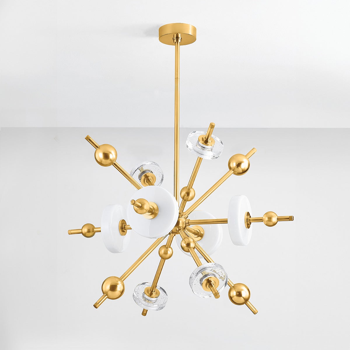 Maynard Chandelier 32" in aged brass — a Hudson Valley chandelier for dining rooms, entries, and living rooms at Laurie Yapp Home.