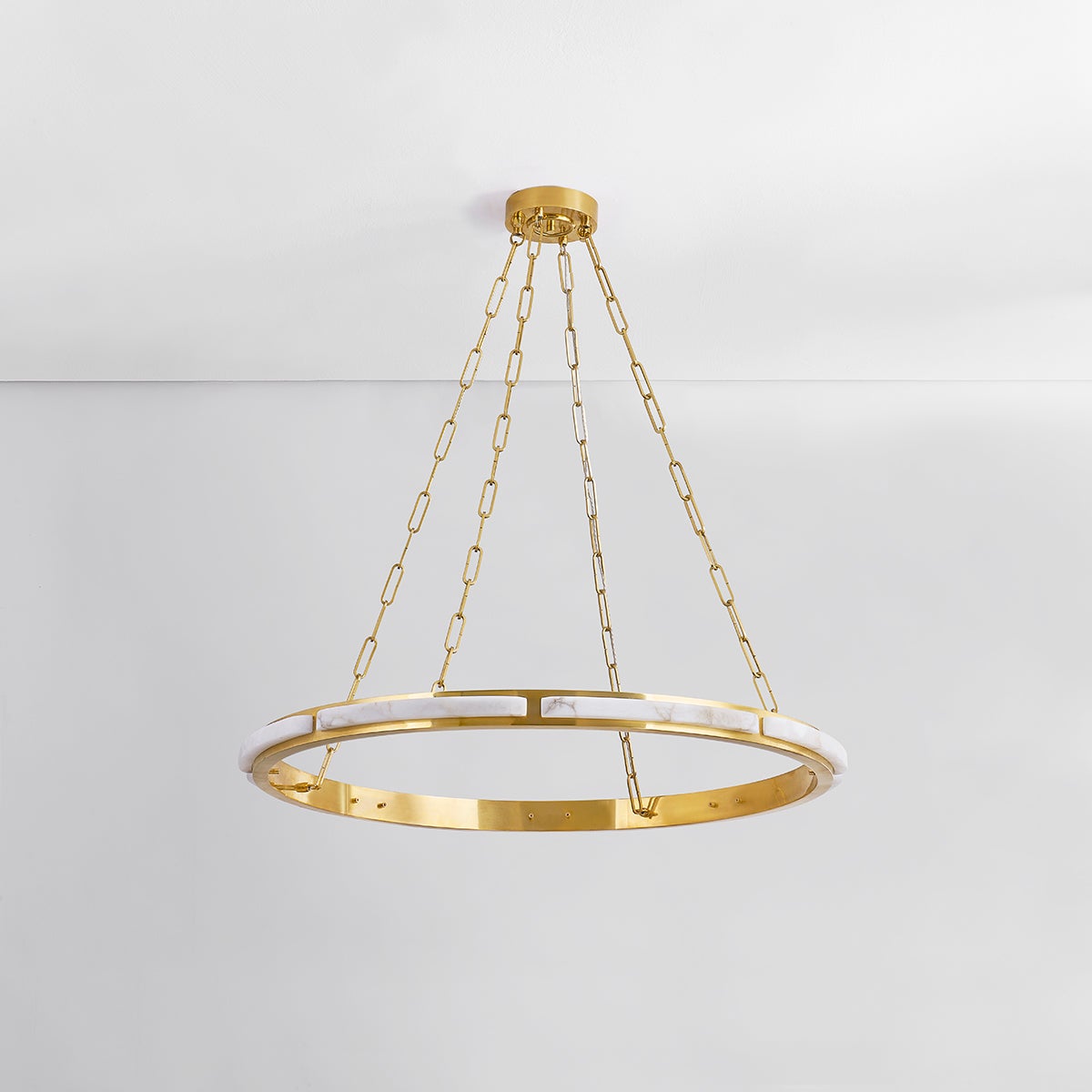 Wingate Chandelier 36" in aged brass — a Hudson Valley chandelier for dining rooms, entries, and living rooms at Laurie Yapp Home.