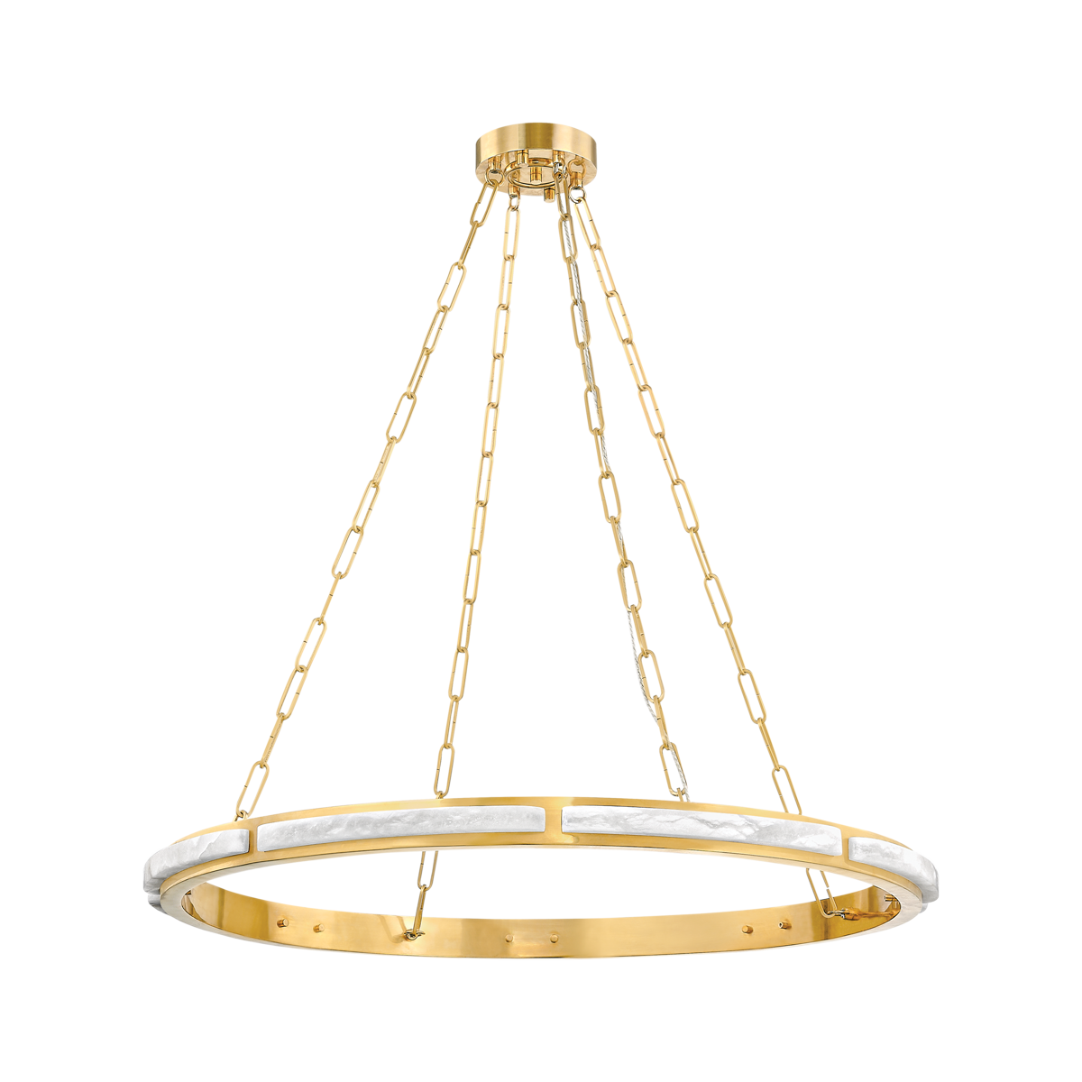 Wingate Chandelier 36" in aged brass — a Hudson Valley chandelier for dining rooms, entries, and living rooms at Laurie Yapp Home.