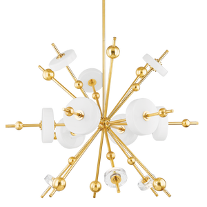Maynard Chandelier 44.5" in aged brass — a Hudson Valley chandelier for dining rooms, entries, and living rooms at Laurie Yapp Home.