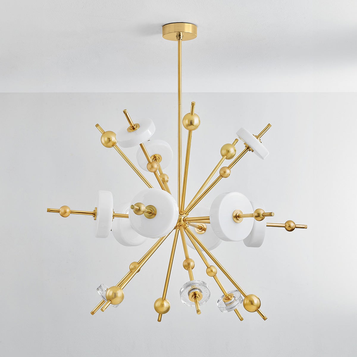 Maynard Chandelier 44.5" in aged brass — a Hudson Valley chandelier for dining rooms, entries, and living rooms at Laurie Yapp Home.