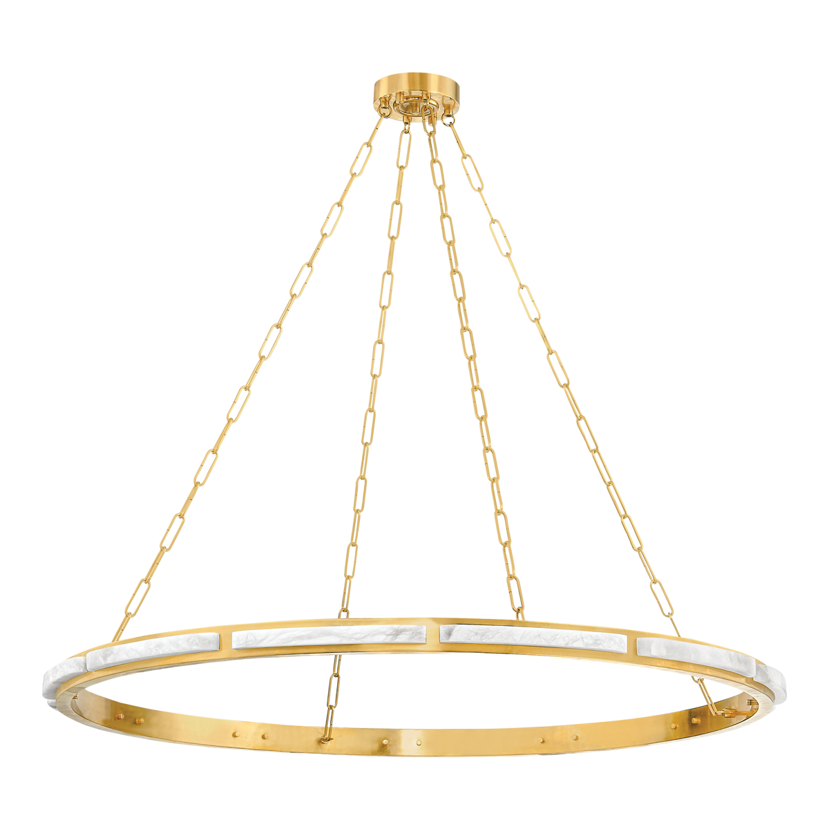 Wingate Chandelier 48" in aged brass — a Hudson Valley chandelier for dining rooms, entries, and living rooms at Laurie Yapp Home.