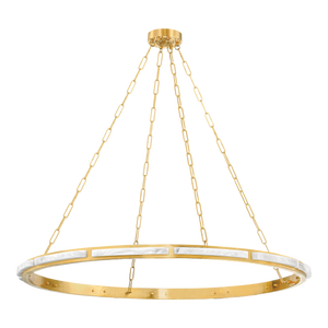 Wingate Chandelier 48" in aged brass — a Hudson Valley chandelier for dining rooms, entries, and living rooms at Laurie Yapp Home.