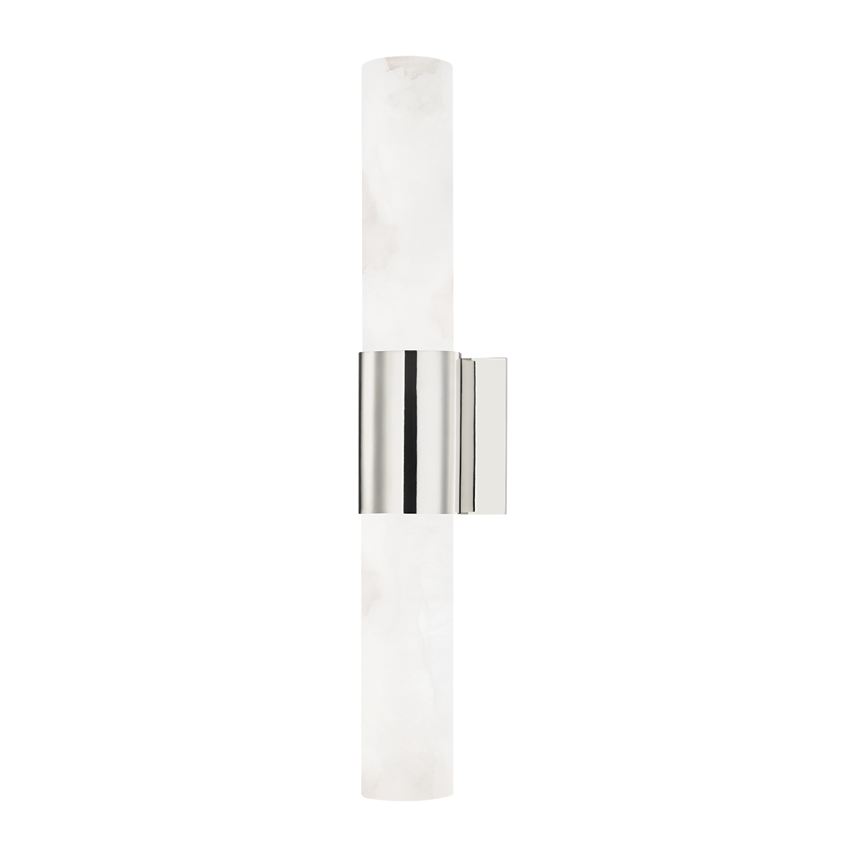 Barkley Wall Sconce in polished nickel shown from the front to reveal the arm curve and shade silhouette.