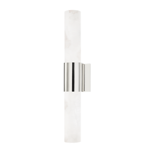 Barkley Wall Sconce in polished nickel shown from the front to reveal the arm curve and shade silhouette.