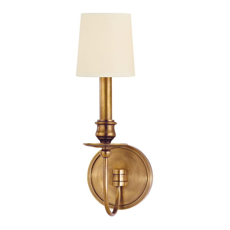 Cohasset Wall Sconce 4.75" in aged brass — a Hudson Valley wall sconce for bathrooms, hallways, and living rooms at Laurie Yapp Home.
