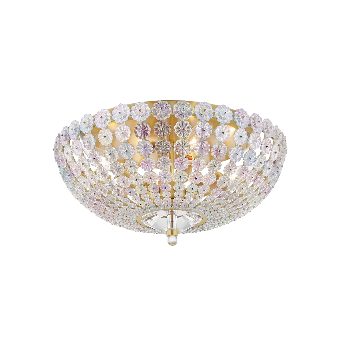 Floral Park Semi Flush 16.5" in aged brass — a Hudson Valley semi flush for hallways, bedrooms, and entryways at Laurie Yapp Home.