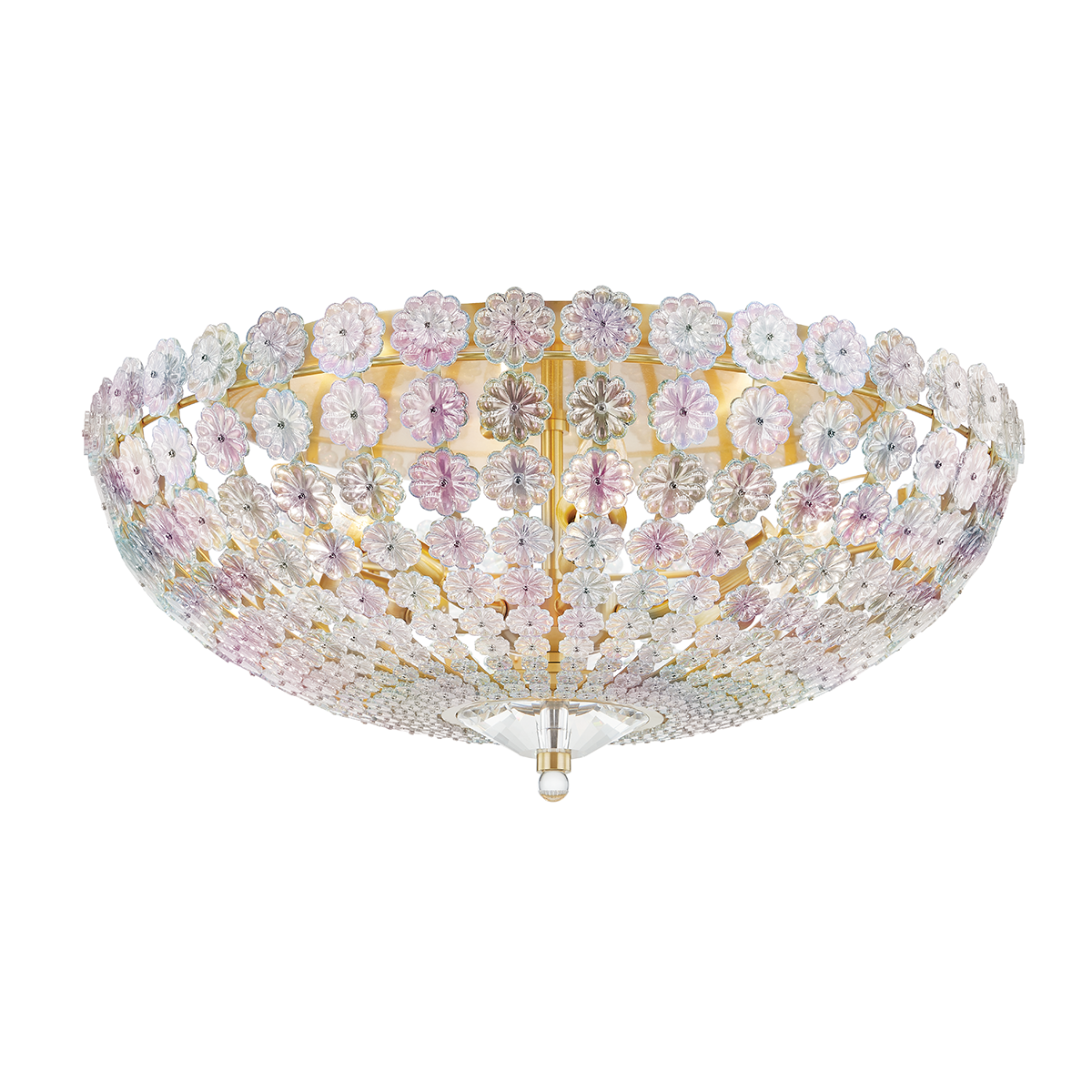Floral Park Semi Flush 21.5" in aged brass — a Hudson Valley semi flush for hallways, bedrooms, and entryways at Laurie Yapp Home.
