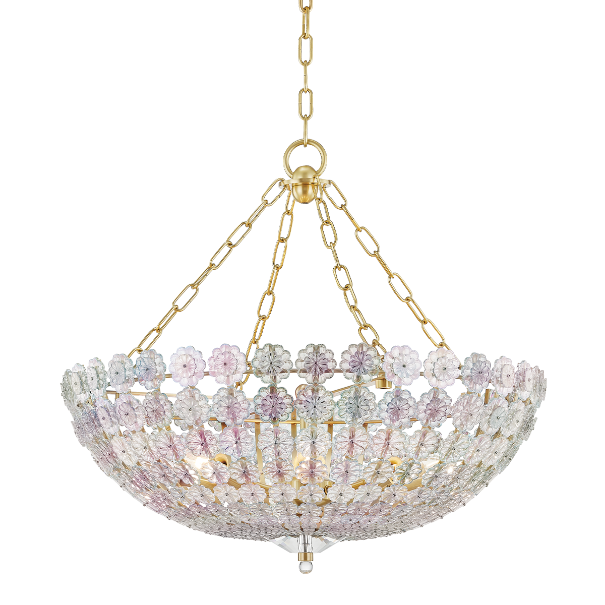 Floral Park Chandelier in aged brass — a Hudson Valley chandelier for dining rooms, entries, and living rooms at Laurie Yapp Home.