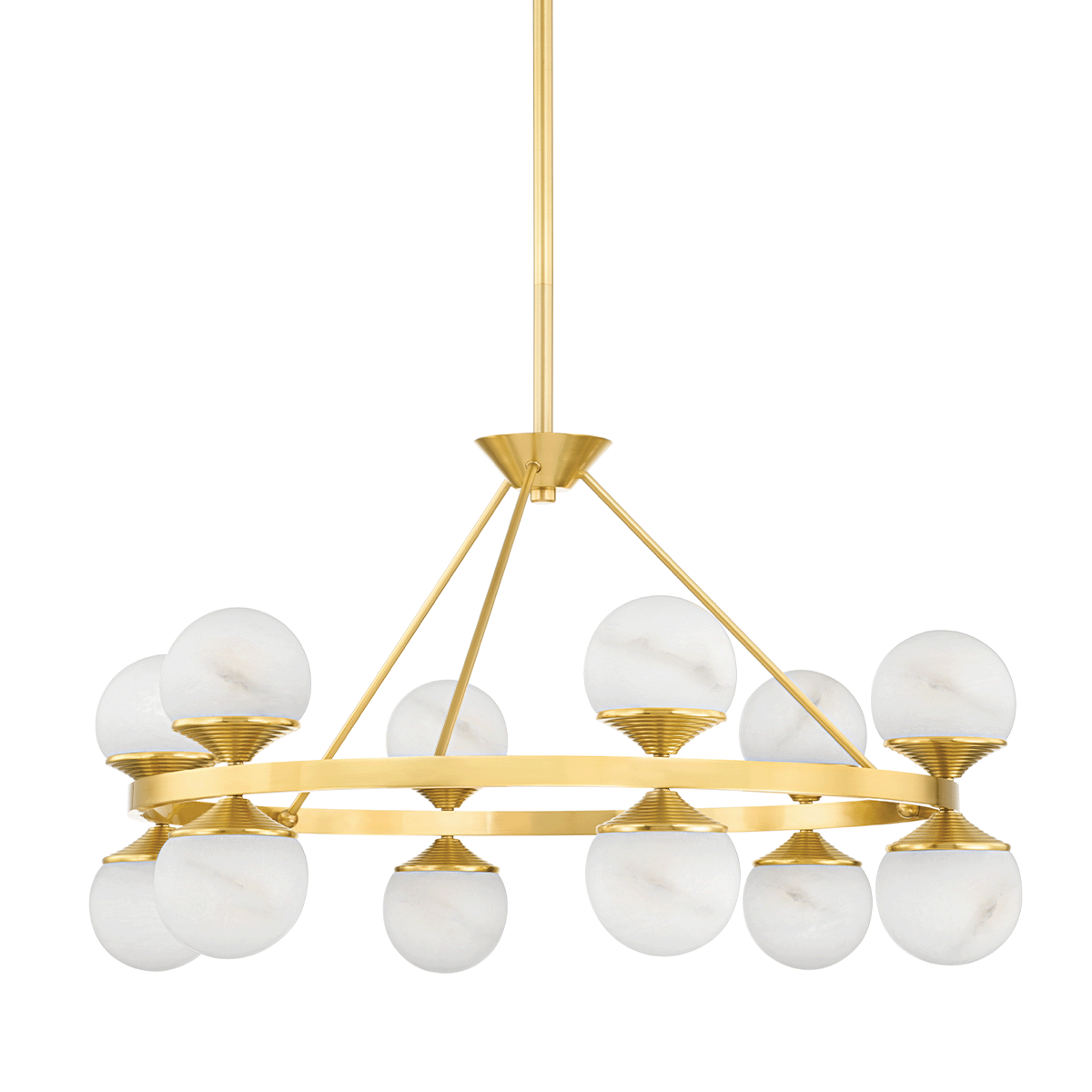 Grafton Chandelier 34" in aged brass — a Hudson Valley chandelier for dining rooms, entries, and living rooms at Laurie Yapp Home.
