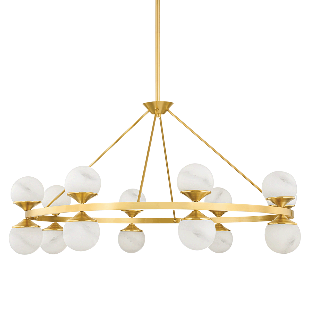 Grafton Chandelier 46" in aged brass — a Hudson Valley chandelier for dining rooms, entries, and living rooms at Laurie Yapp Home.