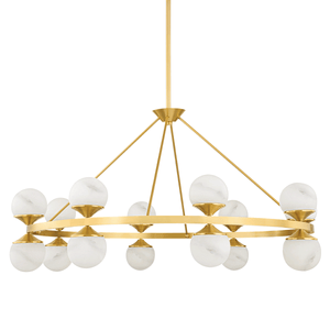 Grafton Chandelier 46" in aged brass — a Hudson Valley chandelier for dining rooms, entries, and living rooms at Laurie Yapp Home.