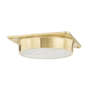 Greenwich Flush Mount in aged brass — a Hudson Valley flush mount for hallways, bedrooms, and entryways at Laurie Yapp Home.