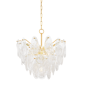 Darcia Chandelier 24" in aged brass — a Hudson Valley chandelier for dining rooms, entries, and living rooms at Laurie Yapp Home.