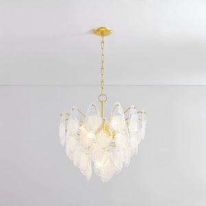 Close-up of the Darcia Chandelier 24" in aged brass showing the frame, arms, and shade detail.