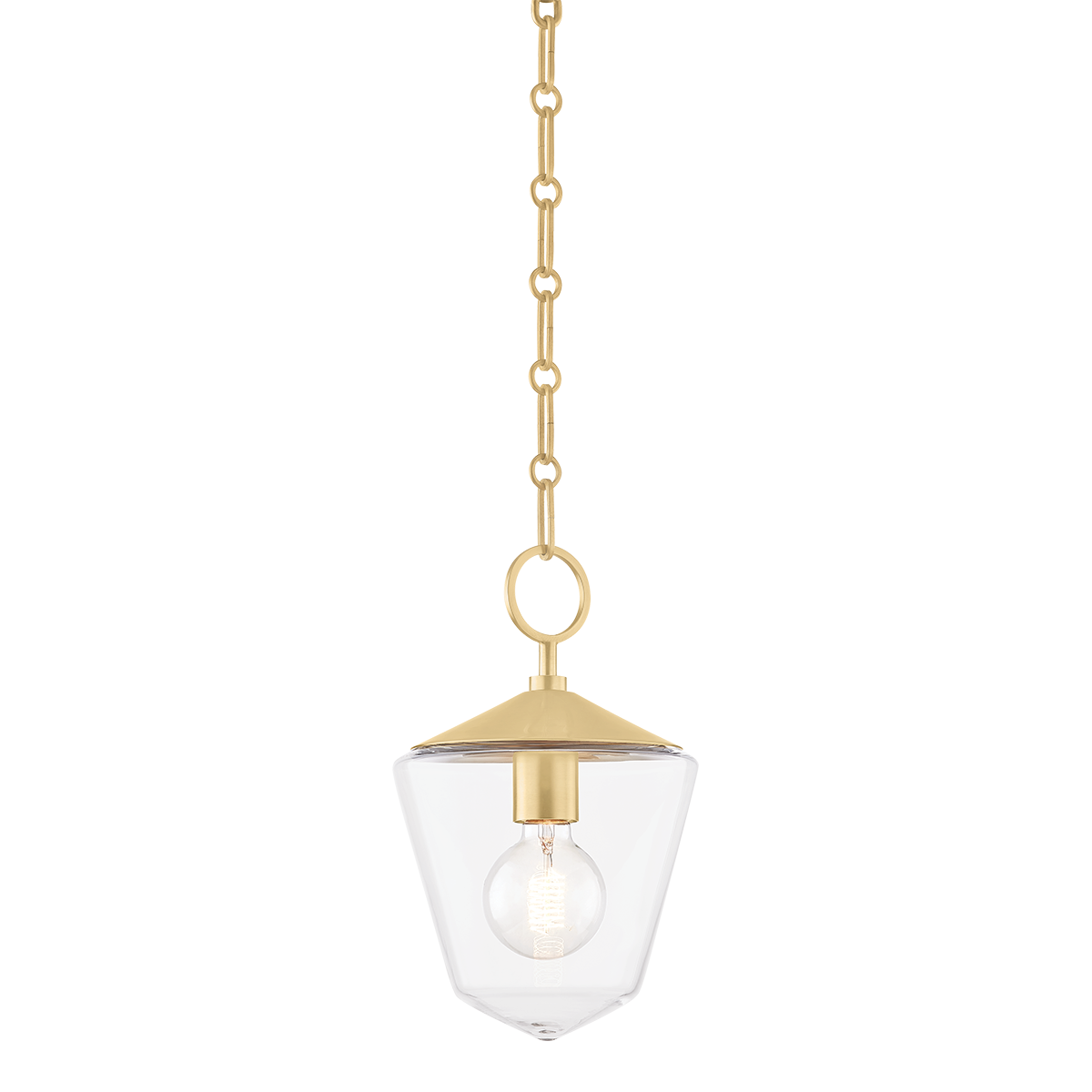 Greene Pendant 8.25" in aged brass — a Hudson Valley pendant for kitchens, entries, and dining rooms at Laurie Yapp Home.