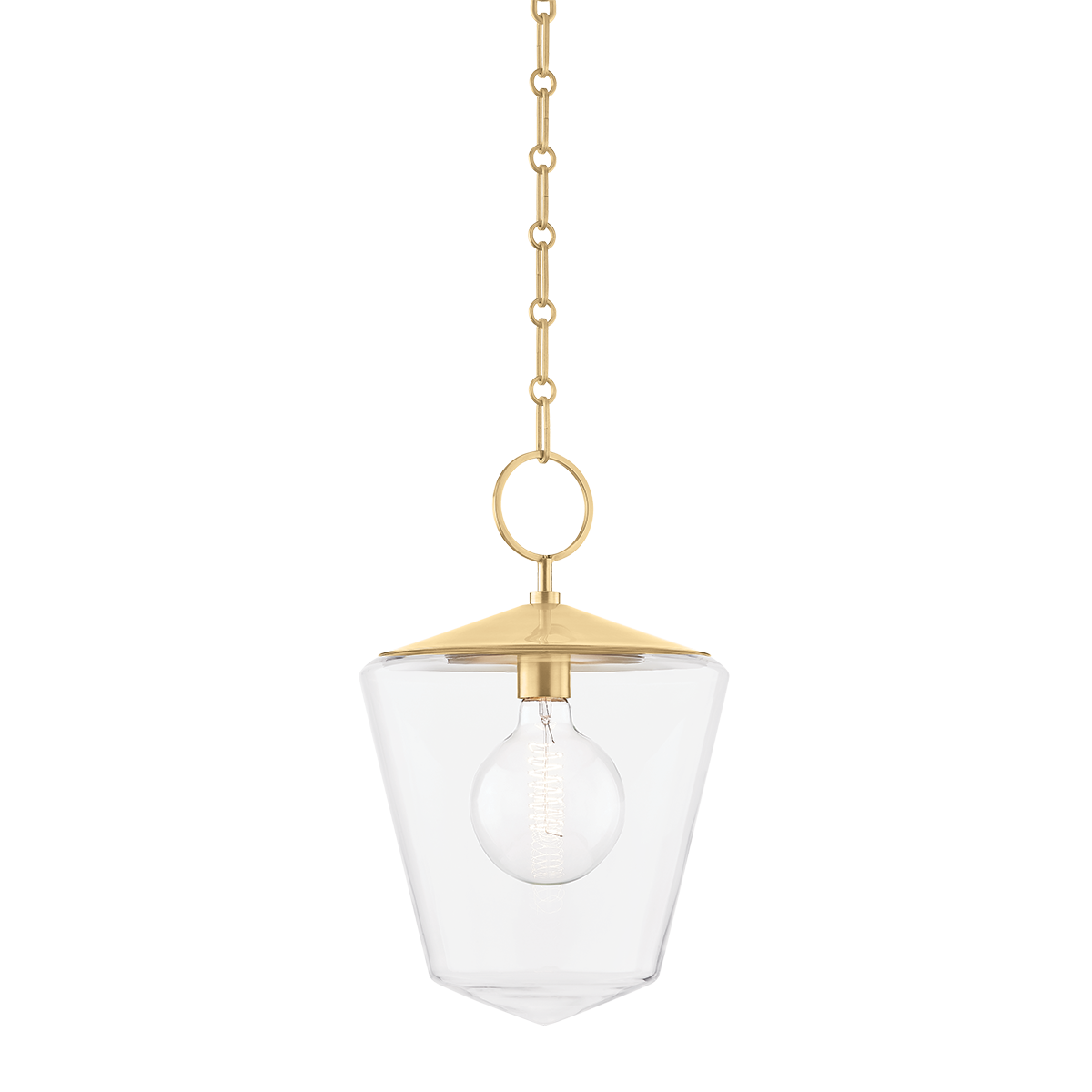 Greene Pendant 11.75" in aged brass — a Hudson Valley pendant for kitchens, entries, and dining rooms at Laurie Yapp Home.