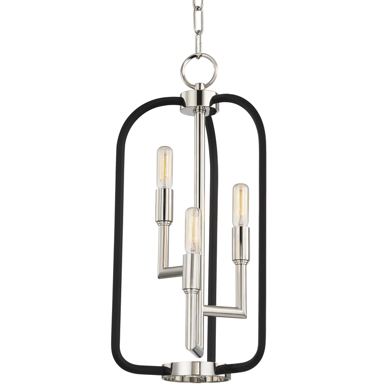 Angler Lantern 10" in polished nickel shown from a second angle to highlight the frame and glass panel detail.