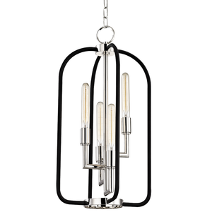 Angler Lantern 15" in polished nickel shown from a second angle to highlight the frame and glass panel detail.