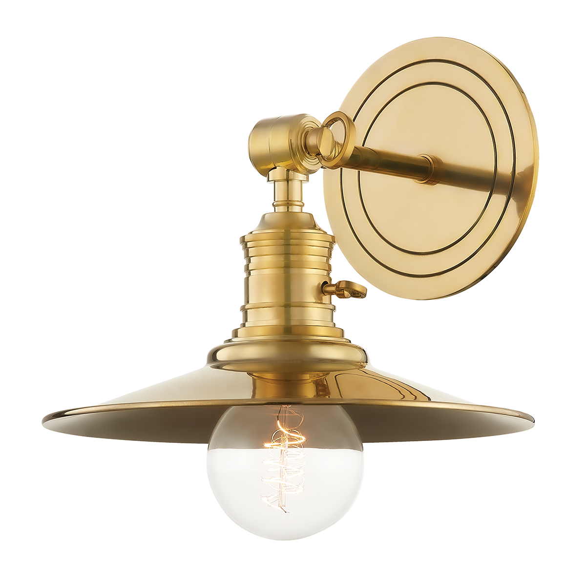 Garden City Wall Sconce 9.5" x 11" in aged brass — a Hudson Valley wall sconce for bathrooms, hallways, and living rooms at Laurie Yapp Home.