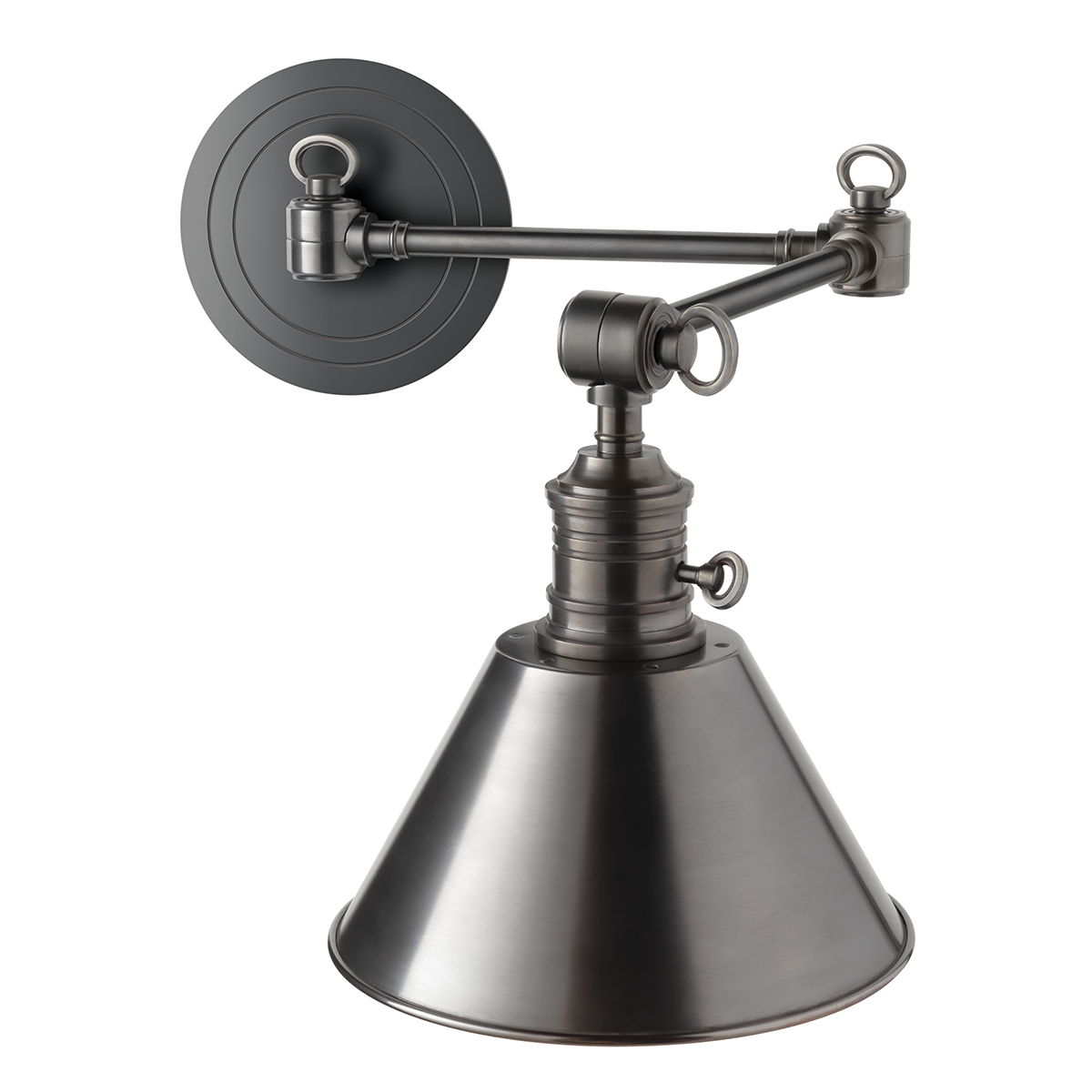Garden City Wall Sconce 8" x 11.25" in bronze shown from the front to reveal the arm curve and shade silhouette.