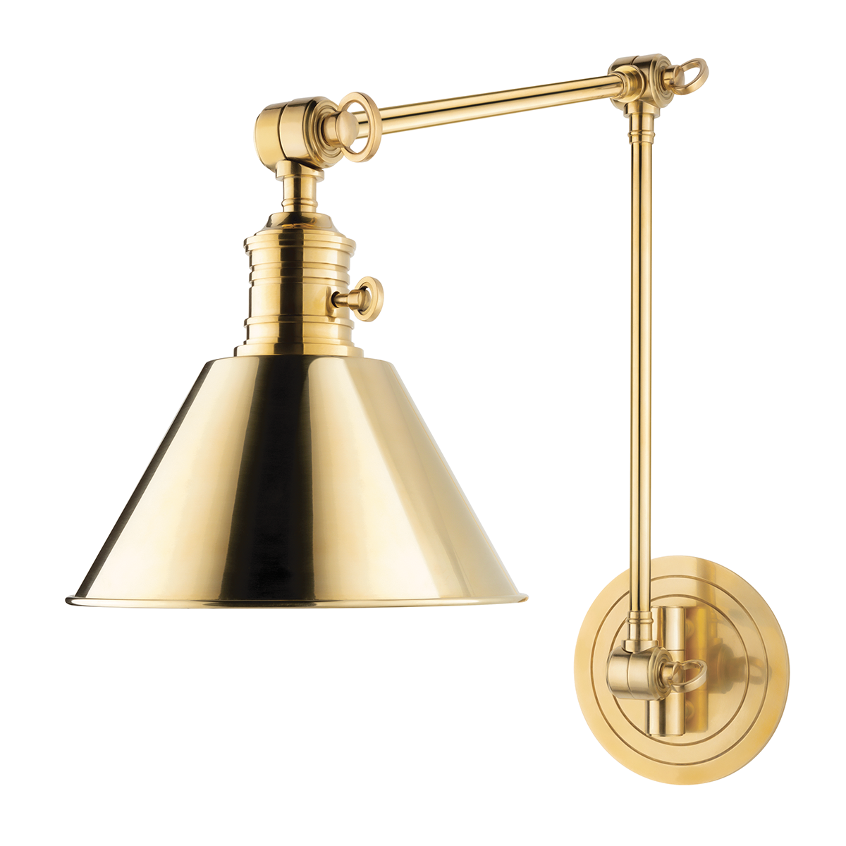 Garden City Wall Sconce 8" x 23" in aged brass — a Hudson Valley wall sconce for bathrooms, hallways, and living rooms at Laurie Yapp Home.