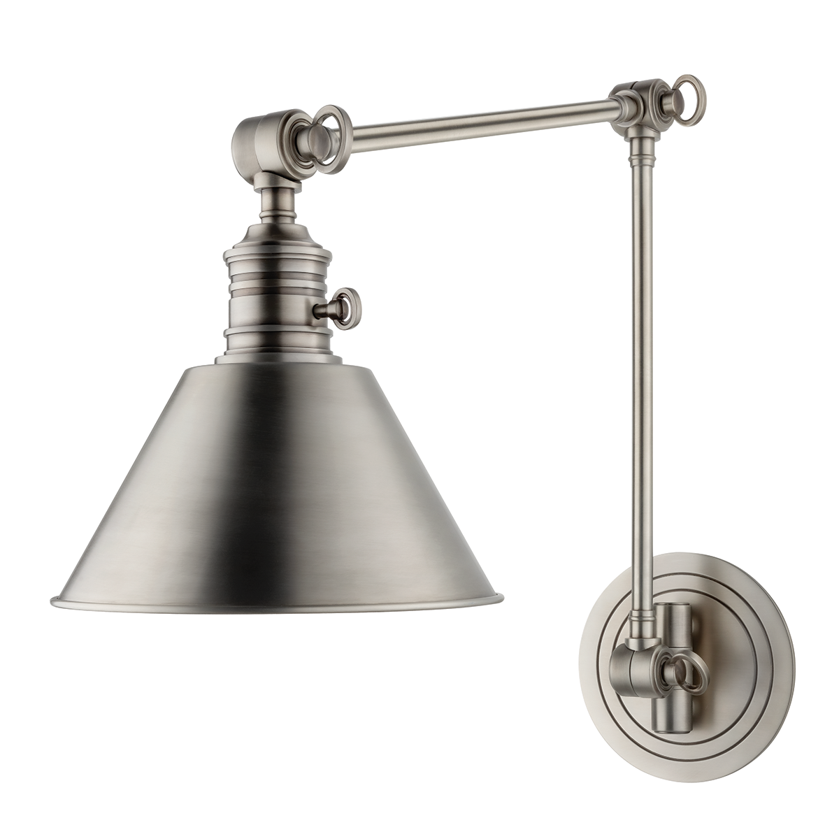 Garden City Wall Sconce 8" x 23" shown from a second angle to highlight the arm curve and shade silhouette.