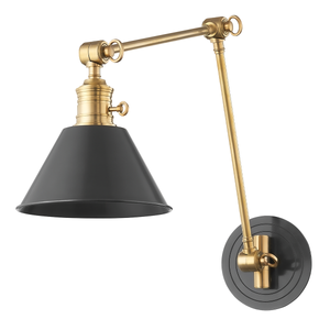 Garden City Wall Sconce 8" x 23" shown from the front to reveal the arm curve and shade silhouette.