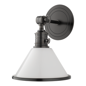Garden City Wall Sconce 8" x 11" in bronze shown from the front to reveal the arm curve and shade silhouette.