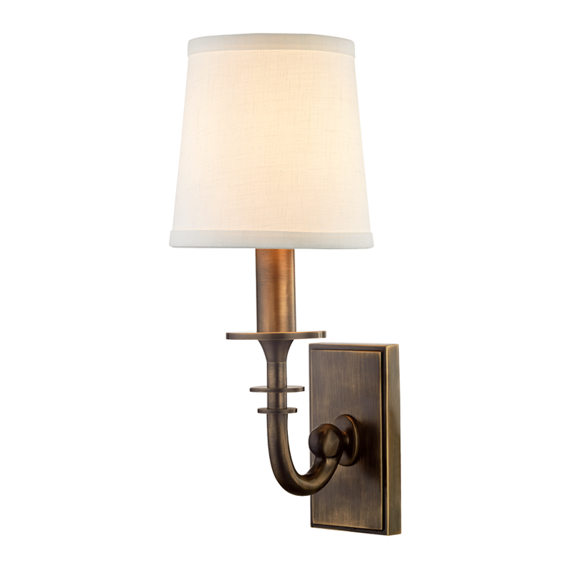 Carroll Wall Sconce in aged brass — a Hudson Valley wall sconce for bathrooms, hallways, and living rooms at Laurie Yapp Home.