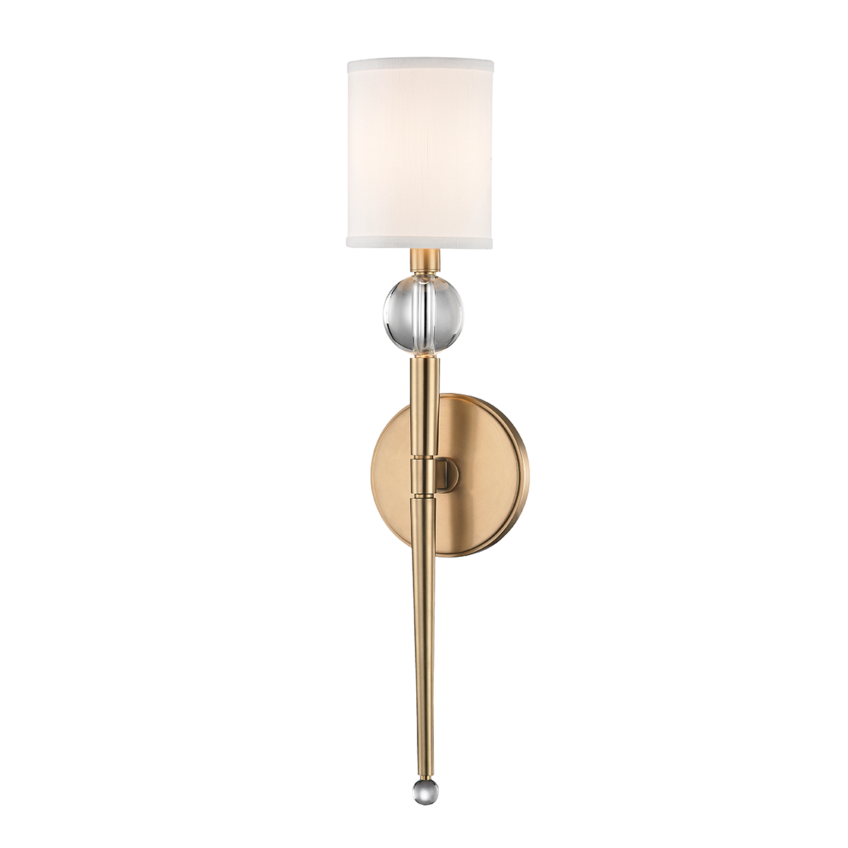 Rockland Wall Sconce 4.75" in aged brass — a Hudson Valley wall sconce for bathrooms, hallways, and living rooms at Laurie Yapp Home.