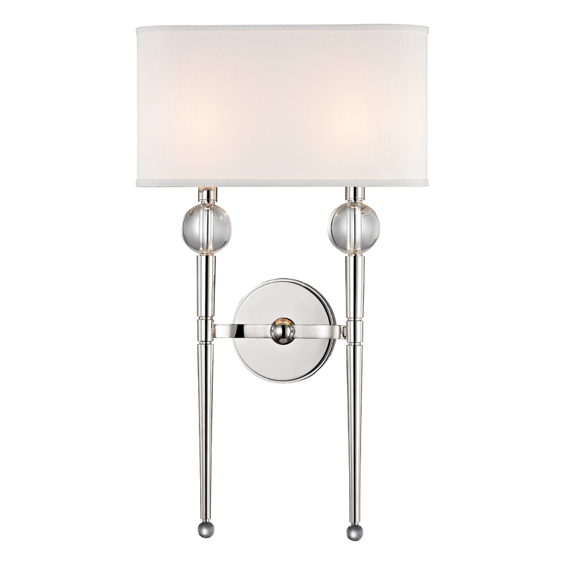 Rockland Wall Sconce 13" in polished nickel — a Hudson Valley wall sconce for bathrooms, hallways, and living rooms at Laurie Yapp Home.