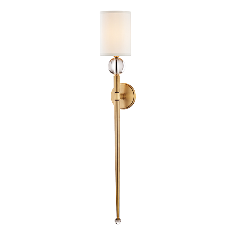 Rockland Wall Sconce 5.25" in aged brass — a Hudson Valley wall sconce for bathrooms, hallways, and living rooms at Laurie Yapp Home.