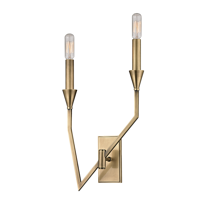Archie Wall Sconce 8.75" x 18" in Aged Brass — a Hudson Valley wall sconce for bathrooms, hallways, and living rooms at Laurie Yapp Home.
