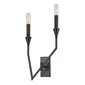 Archie Wall Sconce 8.75" x 18" in Aged Brass shown from a second angle to highlight the arm curve and shade silhouette.